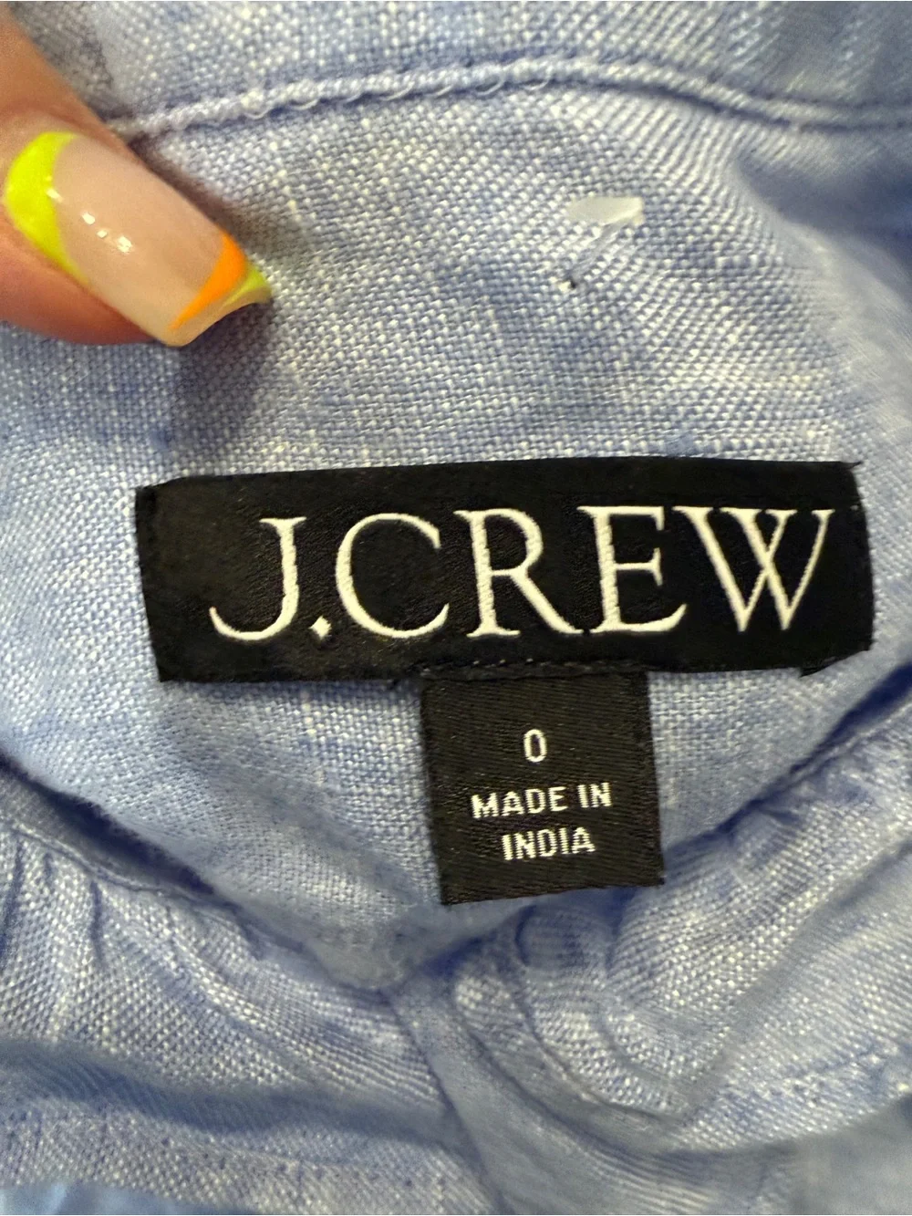 J.Crew Blue 100% Linen Ruffle Short Sleeve Button Front Top Size 0 6021_9